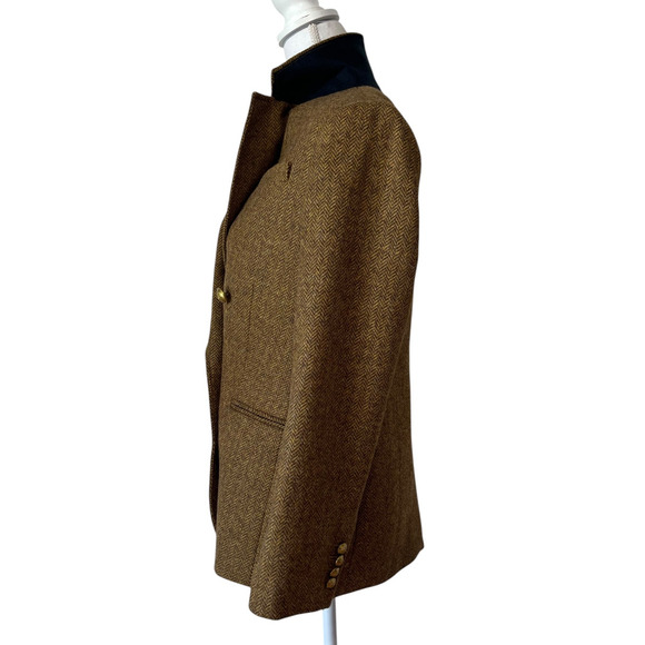 J.Crew Bristol Double Breasted Wool Herringbone Blazer Jacket Brown Size 4 - Picture 6 of 9